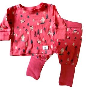 Gagou‎ Tagou 3-6 Months Baby 2 Pieces Set Bear Ski Outdoor Long Sleeves Pants